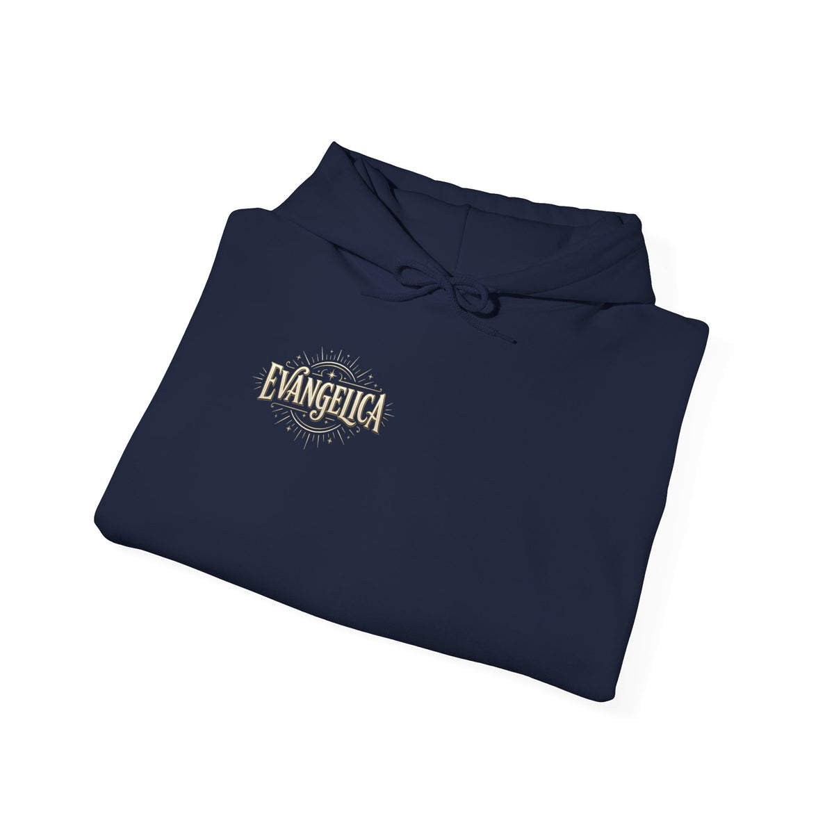Evangelica Embroidered Hoodie — Small Gold Script Christian Hoodie