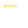REVIVAL Kiss-Cut Sticker — Bold Yellow Retro Text Laptop Decal