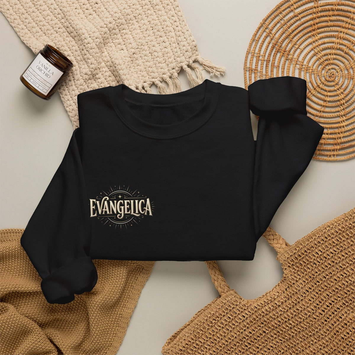 Evangelica Minimal Logo Sweatshirt - White Crewneck Pullover
