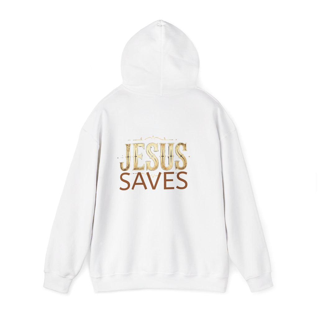 Jesus Saves Hoodie — Christian Faith Pullover with 'Sent' Chest Design