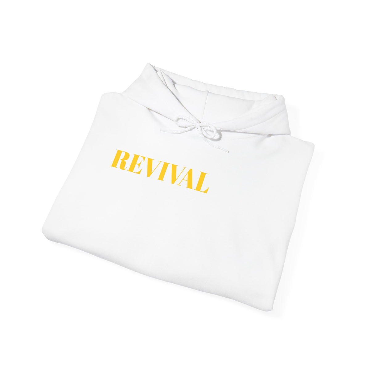 Revival Hoodie — Minimal Gold Text Pullover
