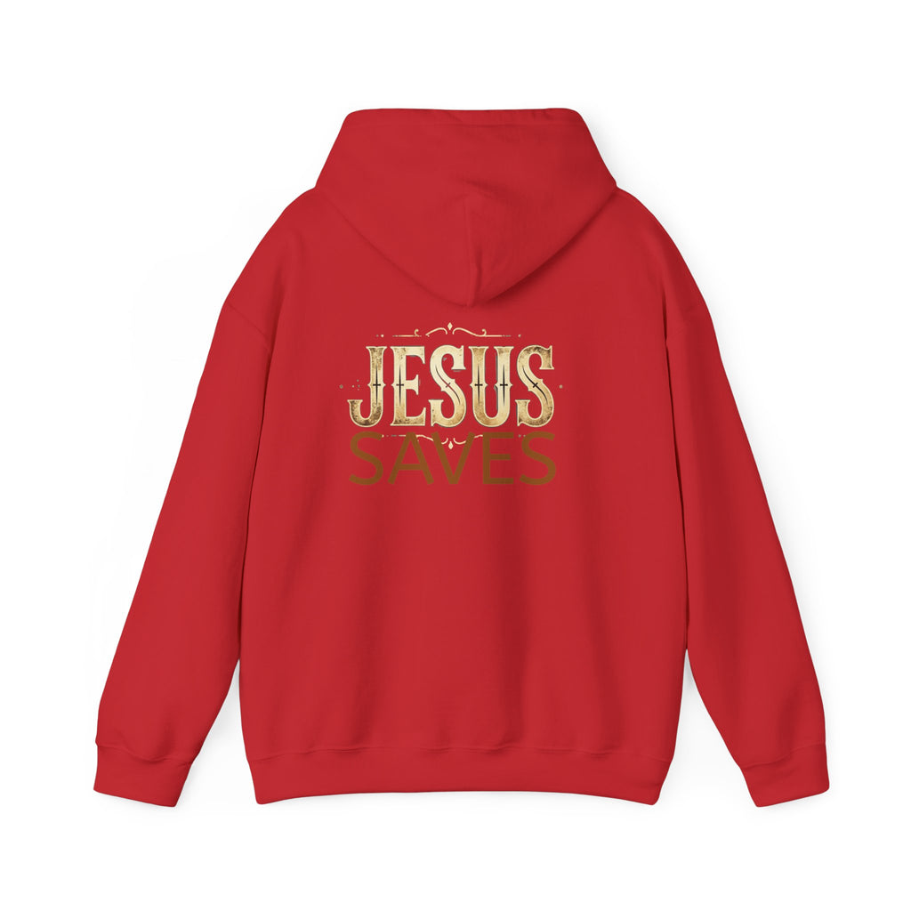 Jesus Saves Hoodie — Christian Faith Pullover with 'Sent' Chest Design