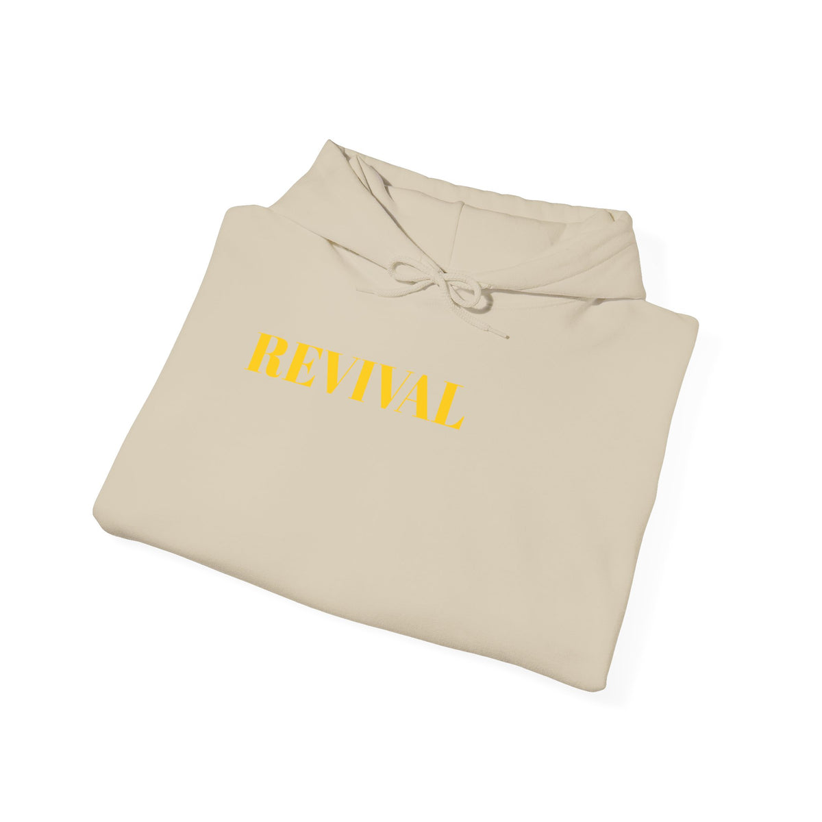 Revival Hoodie — Minimal Gold Text Pullover