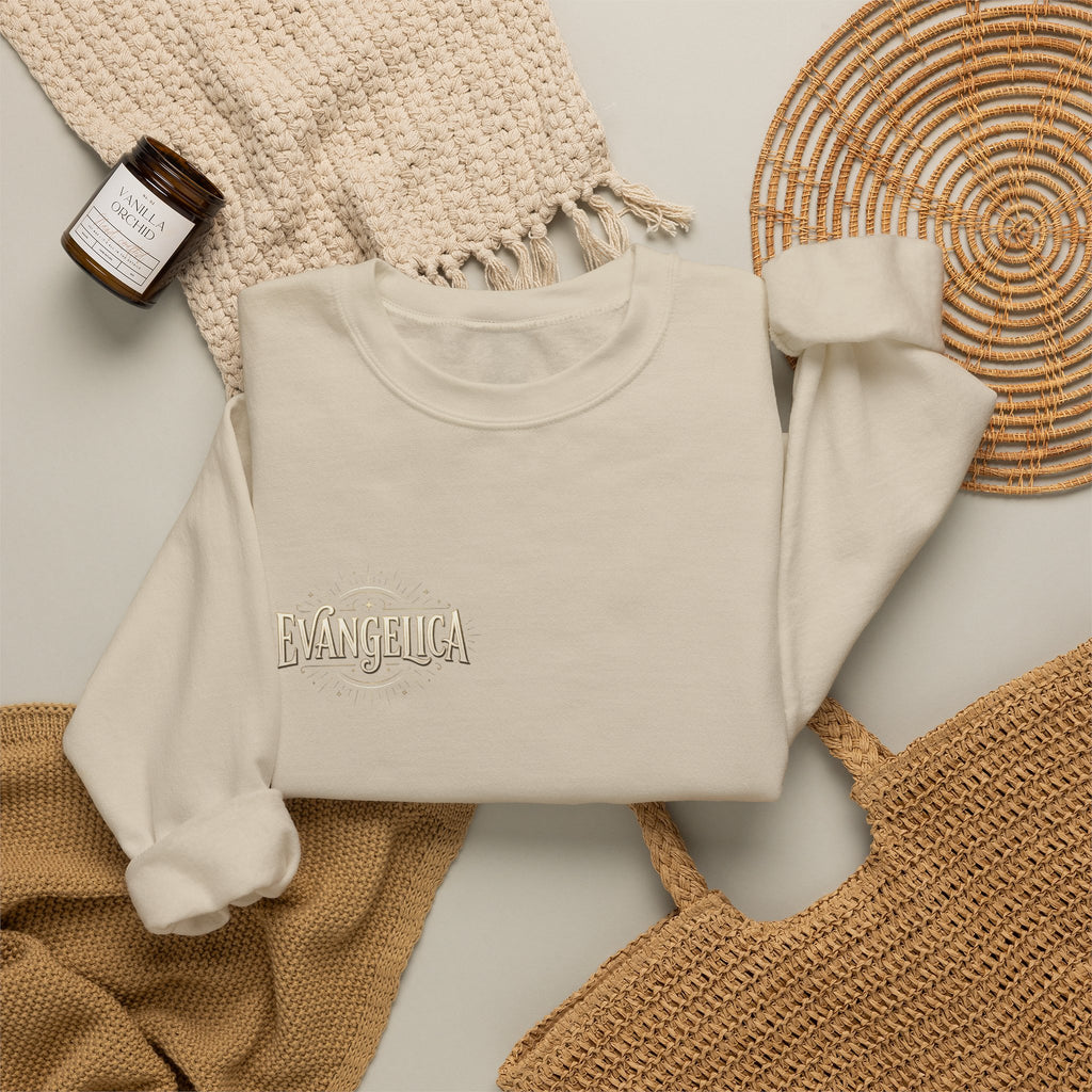 Evangelica Minimal Logo Sweatshirt - White Crewneck Pullover