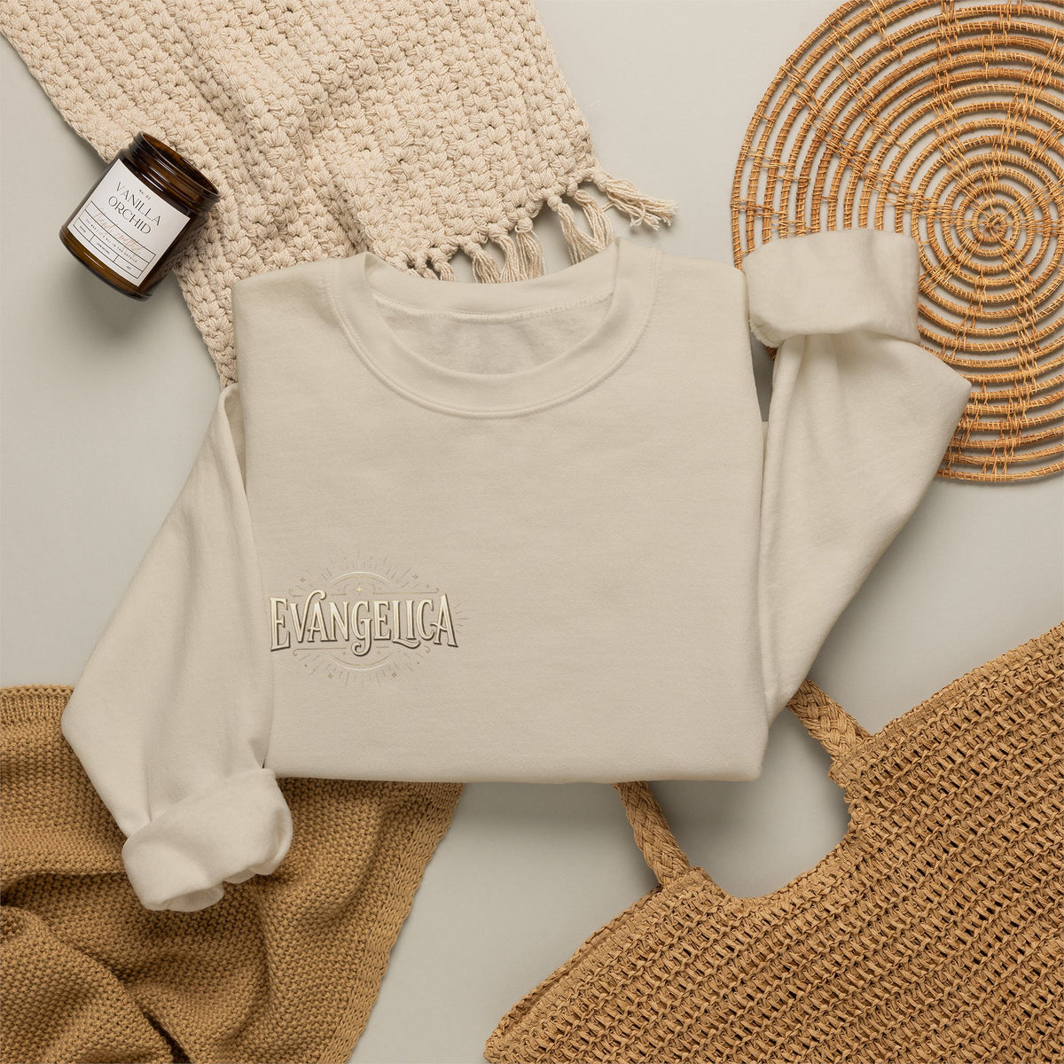 Evangelica Minimal Logo Sweatshirt - White Crewneck Pullover