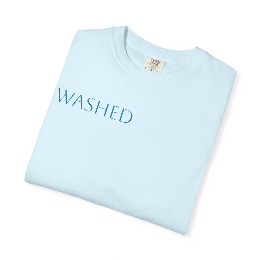 Washed Christian T-Shirt — "WASHED" Faith Graphic Tee (Revelation 1:5)