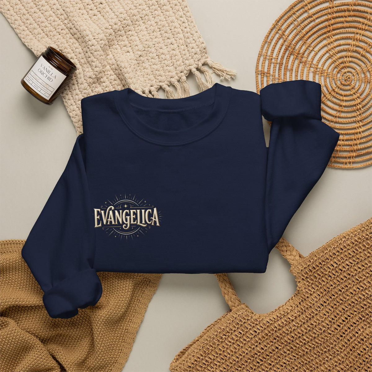 Evangelica Minimal Logo Sweatshirt - White Crewneck Pullover
