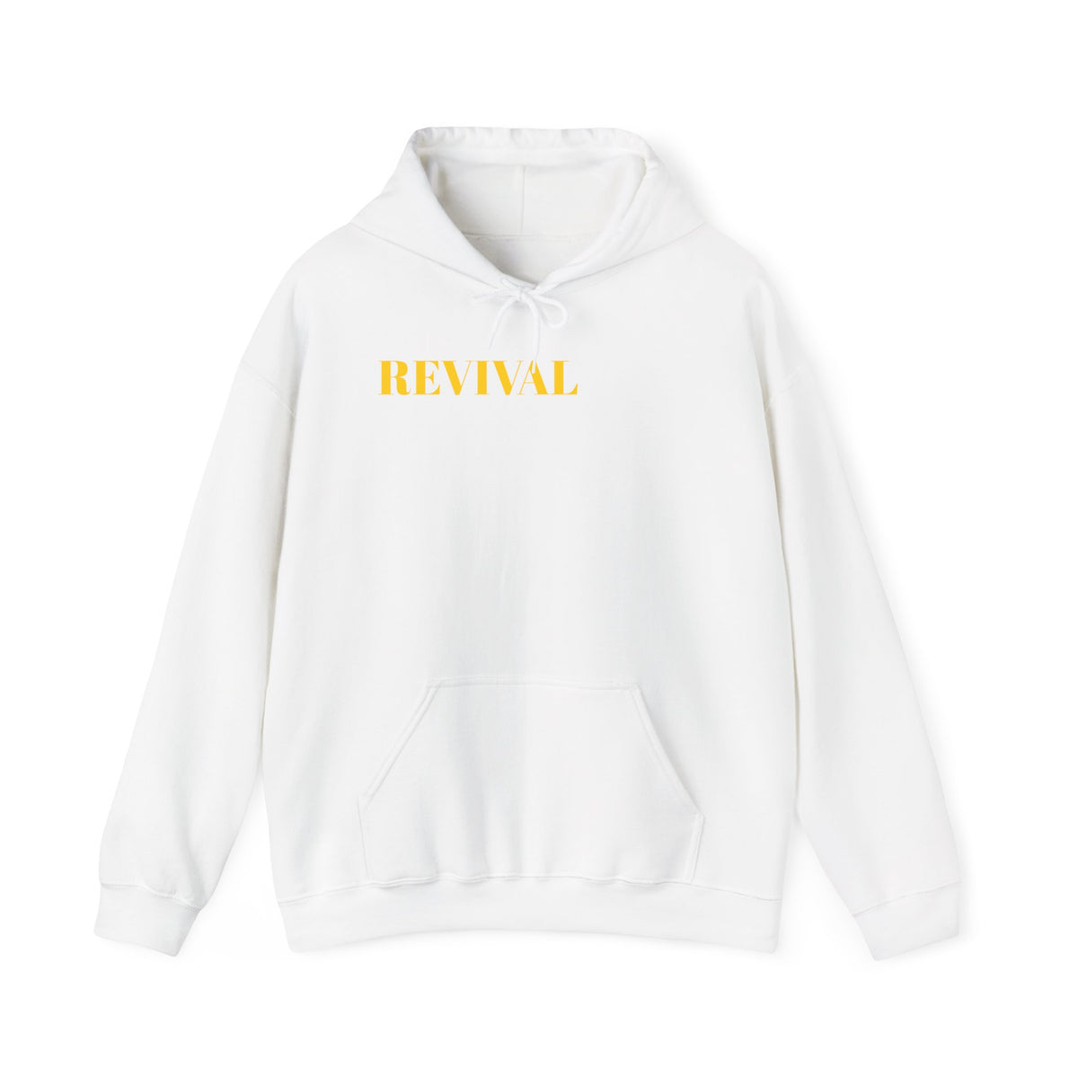 Revival Hoodie — Minimal Gold Text Pullover