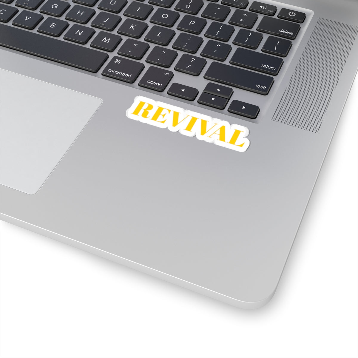 REVIVAL Kiss-Cut Sticker — Bold Yellow Retro Text Laptop Decal