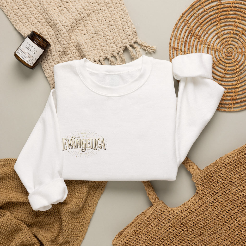 Evangelica Minimal Logo Sweatshirt - White Crewneck Pullover