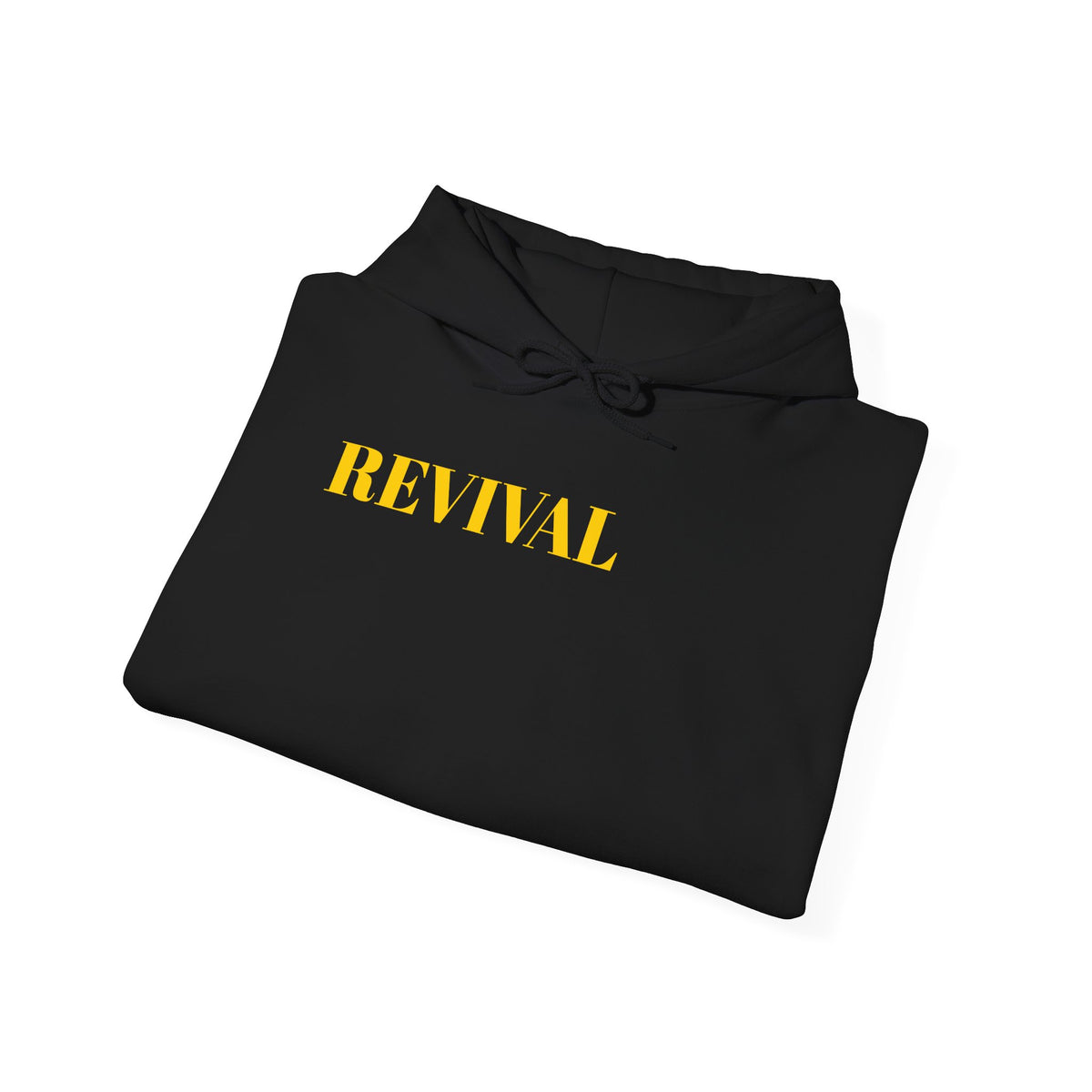 Revival Hoodie — Minimal Gold Text Pullover
