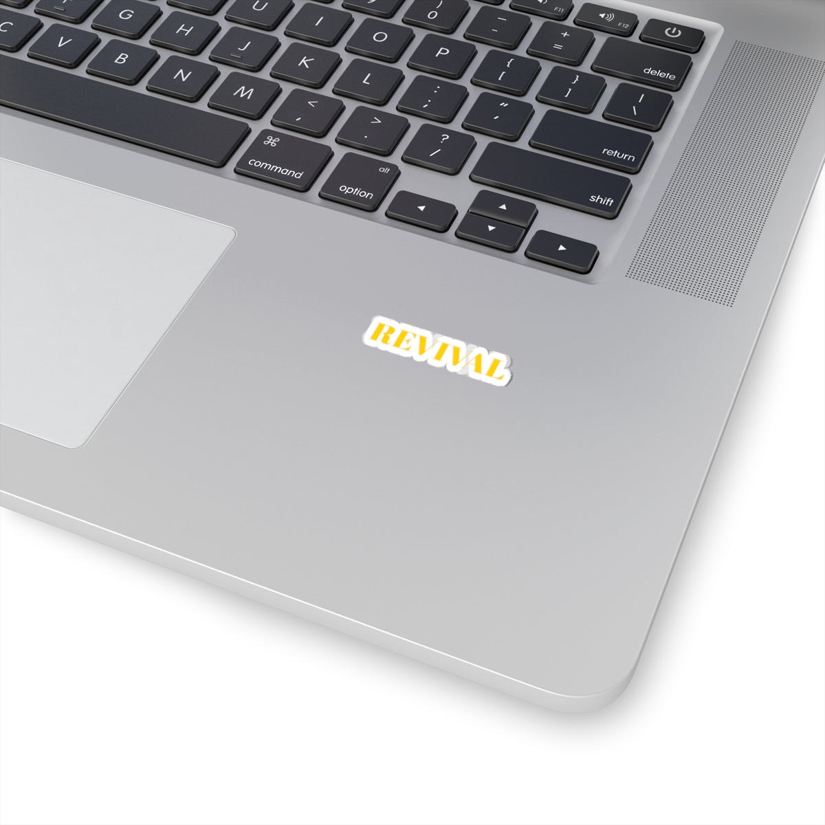 REVIVAL Kiss-Cut Sticker — Bold Yellow Retro Text Laptop Decal