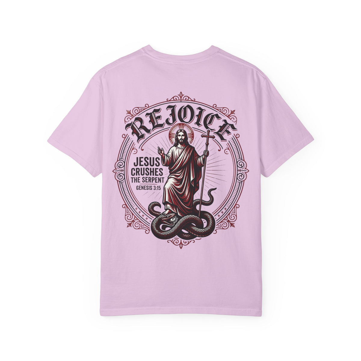Rejoice Christian T-Shirt — "Jesus Crushes the Serpent" Graphic Tee