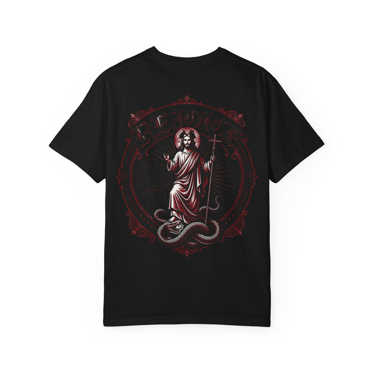 Rejoice Christian T-Shirt — "Jesus Crushes the Serpent" Graphic Tee