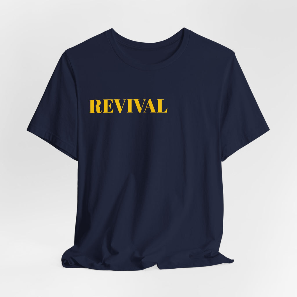 Revival Tee — Minimalist Golden Lettering Short Sleeve T-Shirt