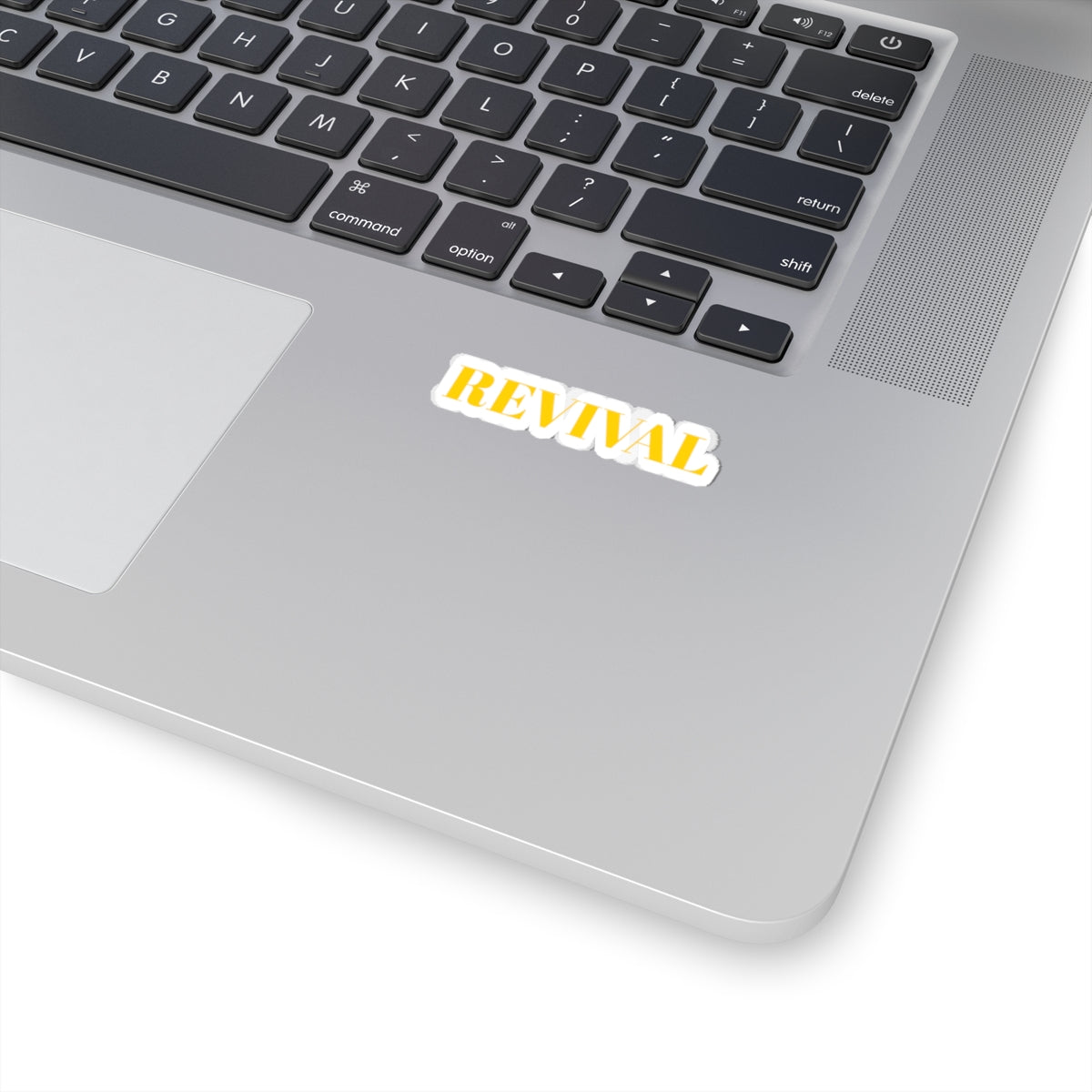REVIVAL Kiss-Cut Sticker — Bold Yellow Retro Text Laptop Decal