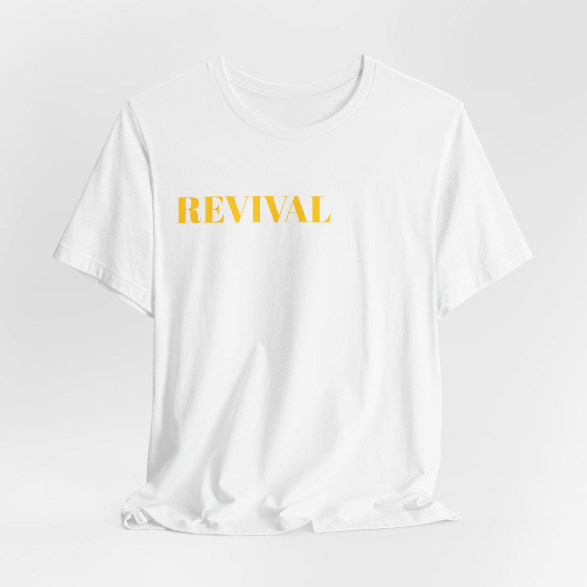 Revival Tee — Minimalist Golden Lettering Short Sleeve T-Shirt
