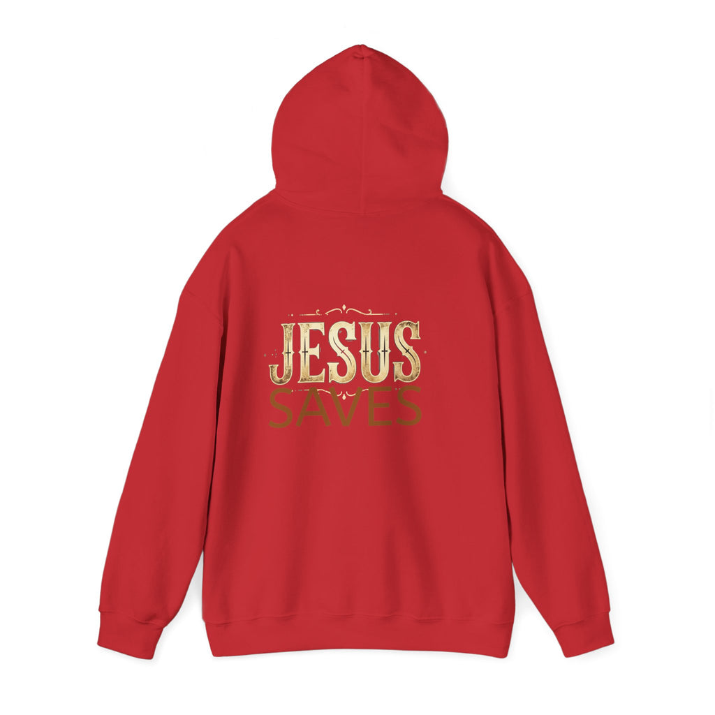 Jesus Saves Hoodie — Christian Faith Pullover with 'Sent' Chest Design