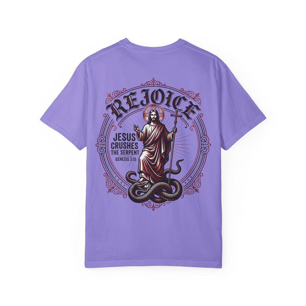 Rejoice Christian T-Shirt — "Jesus Crushes the Serpent" Graphic Tee