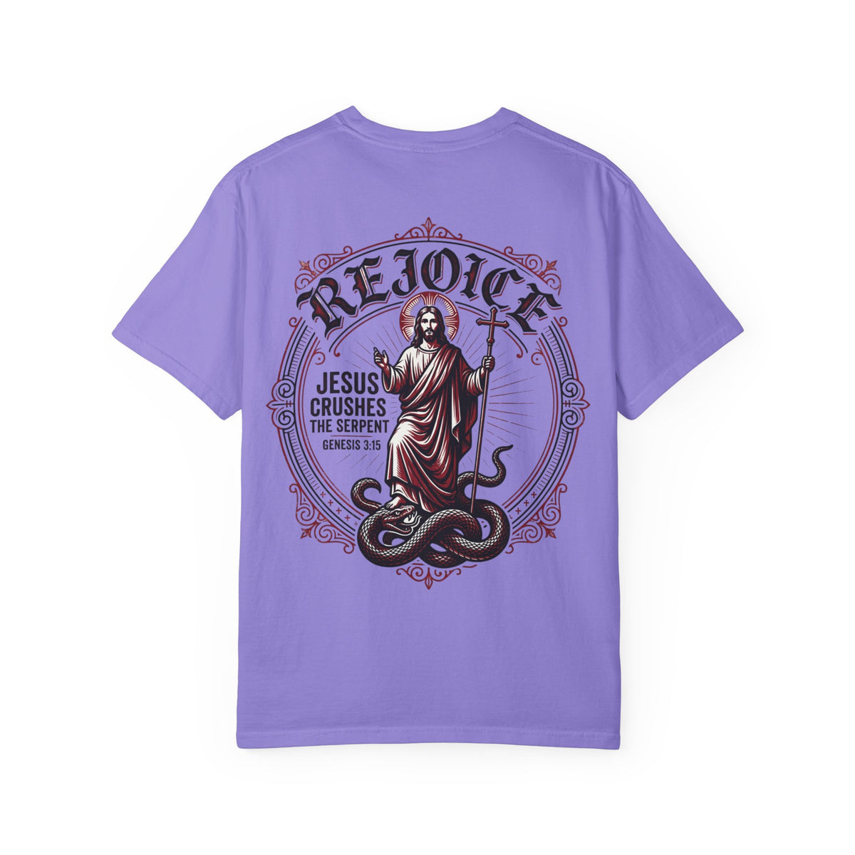 Rejoice Christian T-Shirt — "Jesus Crushes the Serpent" Graphic Tee