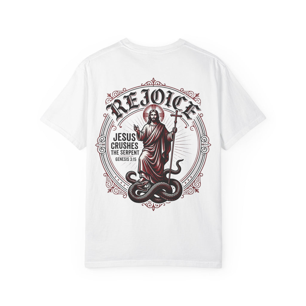 Rejoice Christian T-Shirt — "Jesus Crushes the Serpent" Graphic Tee