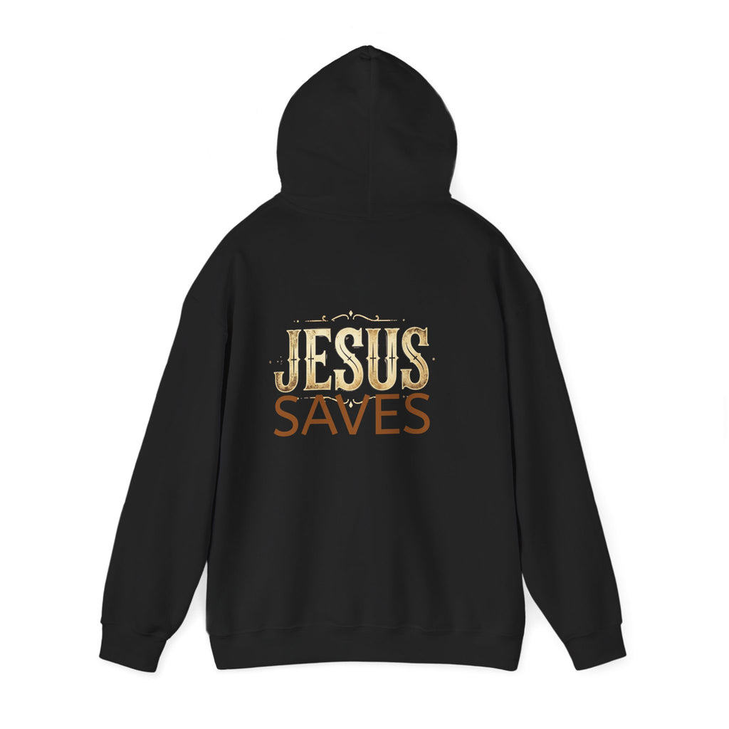 Jesus Saves Hoodie — Christian Faith Pullover with 'Sent' Chest Design