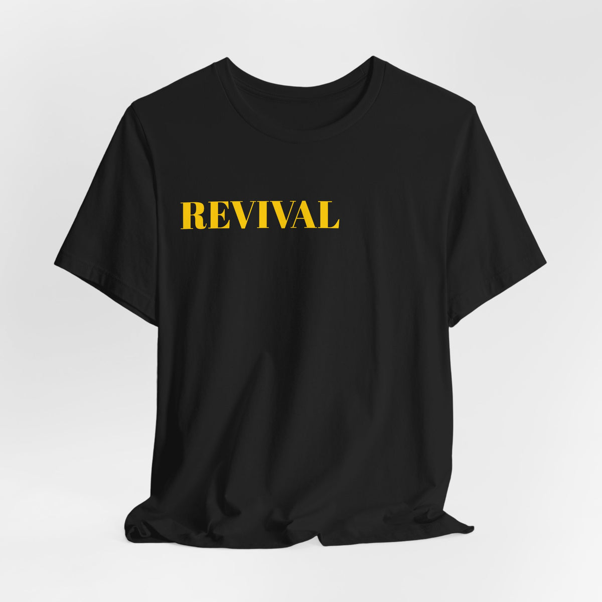 Revival Tee — Minimalist Golden Lettering Short Sleeve T-Shirt