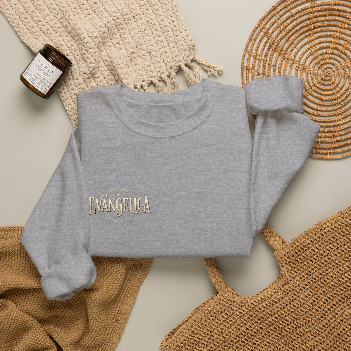 Evangelica Minimal Logo Sweatshirt - White Crewneck Pullover