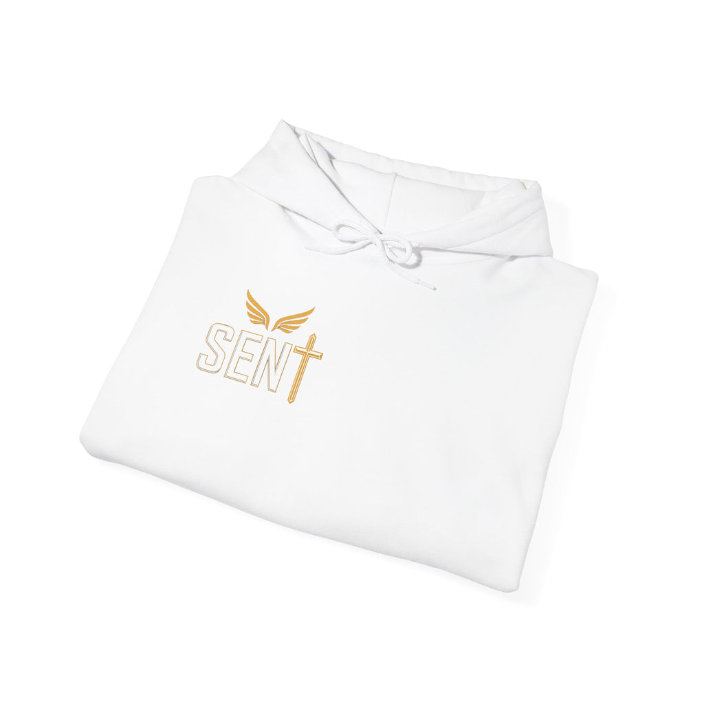 Jesus Saves Hoodie — Christian Faith Pullover with 'Sent' Chest Design