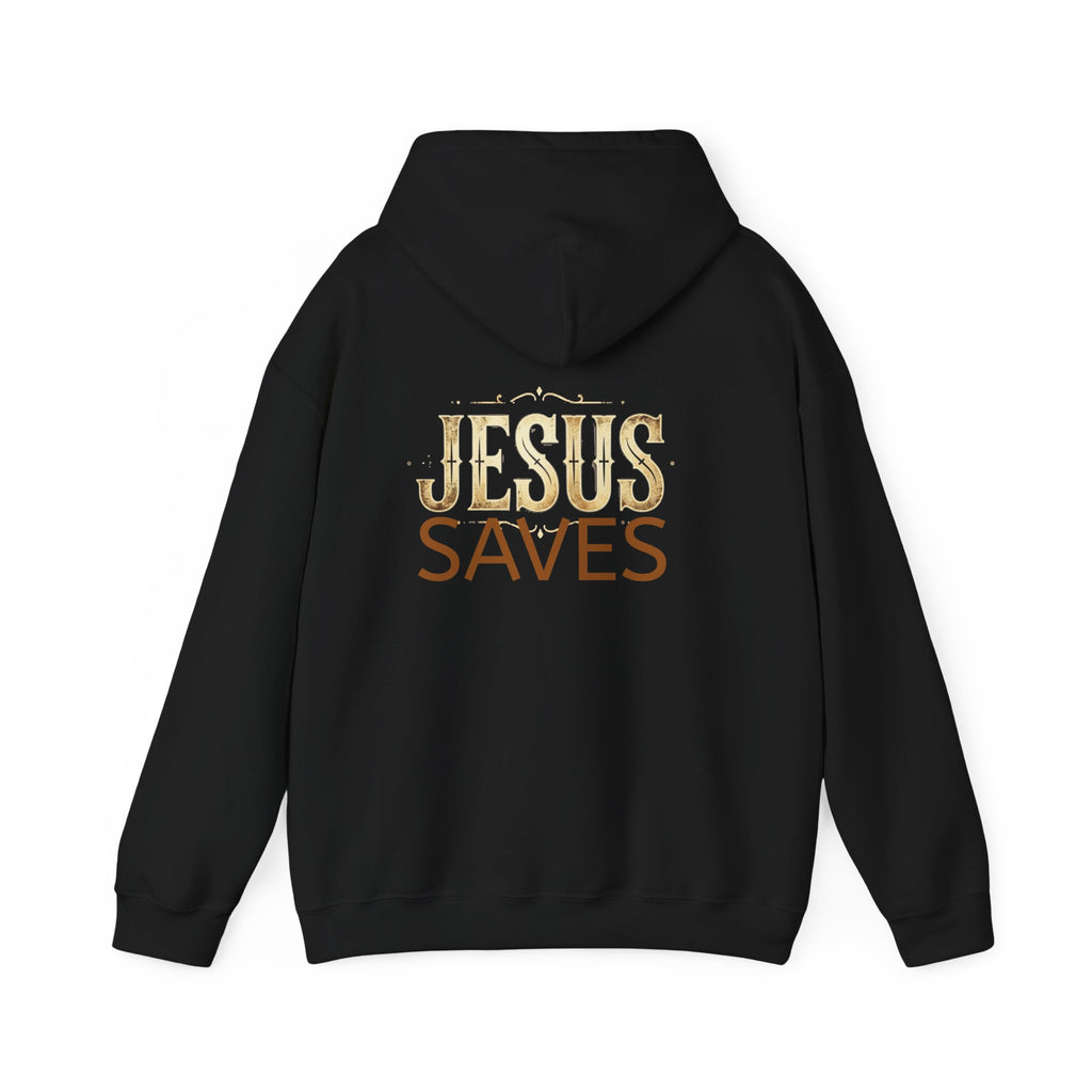 Jesus Saves Hoodie — Christian Faith Pullover with 'Sent' Chest Design