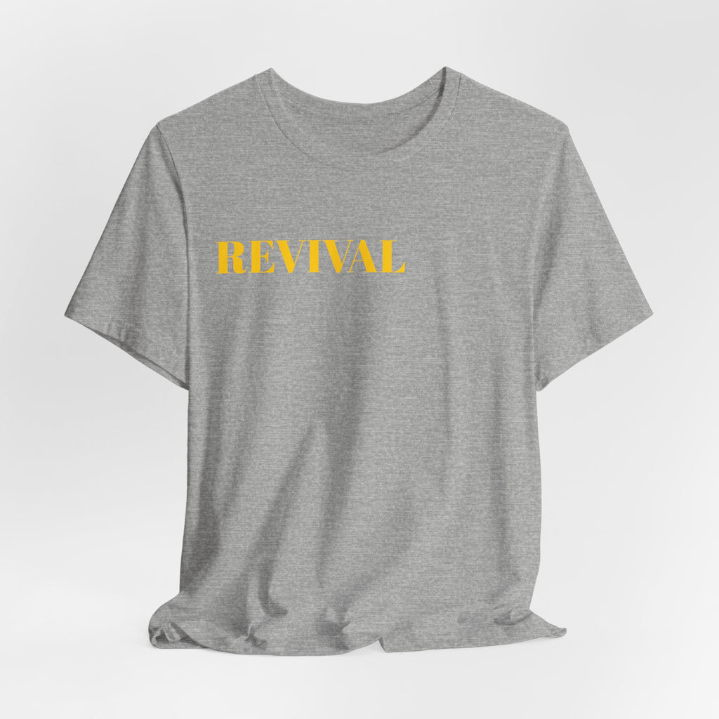Revival Tee — Minimalist Golden Lettering Short Sleeve T-Shirt