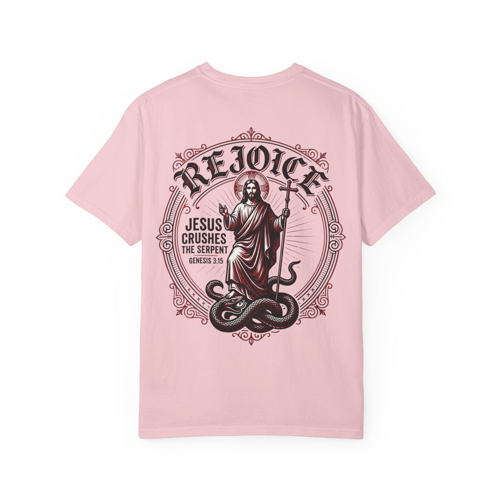 Rejoice Christian T-Shirt — "Jesus Crushes the Serpent" Graphic Tee
