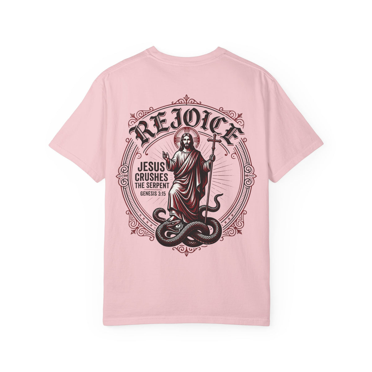 Rejoice Christian T-Shirt — "Jesus Crushes the Serpent" Graphic Tee
