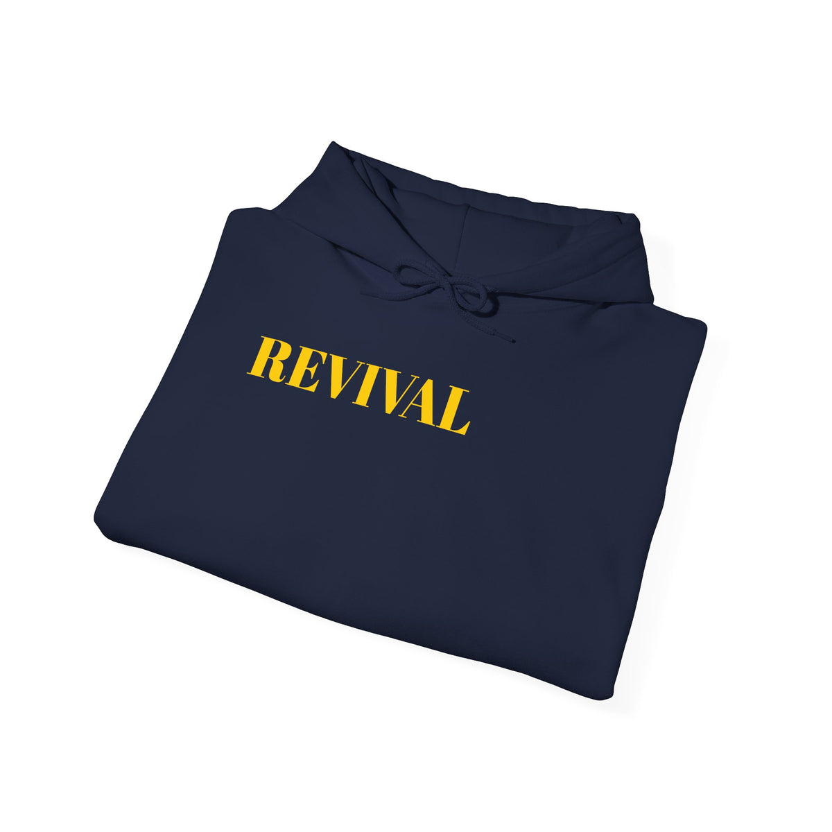 Revival Hoodie — Minimal Gold Text Pullover